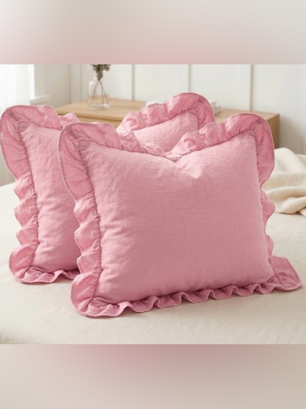 Pottery Barn Kids Pink Ruffle Organic Cotton Pillow Shams (Set of 2)